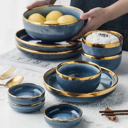 FANCITY Light luxury dishes set home Phnom Penh ceramic net red tableware creative bowl and plate combination housewarming gift