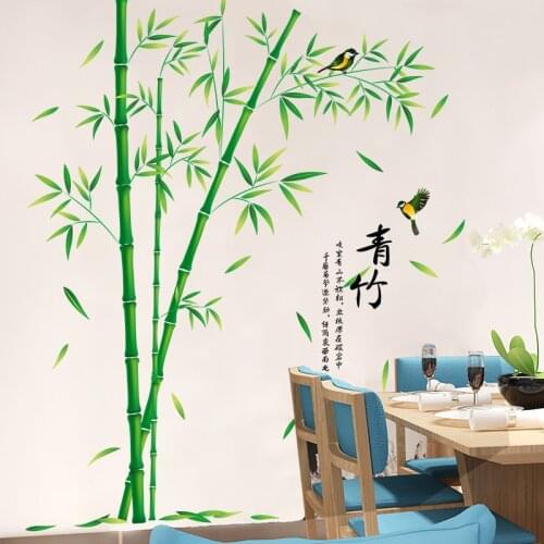 Green Bamboo Wall Stickers Chinese Style Tree Wallstickers Teenager Home Office Decor Living Room Bedroom Decoration Aesthetic