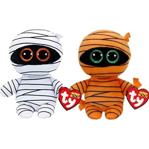 New 15CM Ty Beanie Big Glitter Eye Sequined Stuffed Peas Plush Animal Mummy Collection Cute Doll Child Birthday Halloween Gift