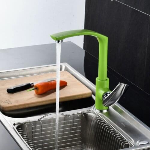 New Single Handle Kitchen Light Polished green and chrome Swivel Deck Mounted Single Hole Faucets,Mixers & Taps Cozinha Torneira