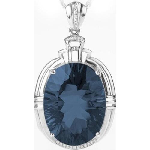 Charm Female Jewelry 925 Sterling Silver Necklace Crystal Blue Pendant Rose Gold Necklaces Women Anniversary Accessories KOFSAC