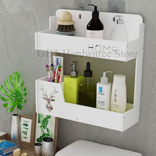 Organizer For Cosmetics Nordic Home Free Punching Bedside Wall Shelf Dormitory Bedroom Wall-mounted Kitchen Storage Box