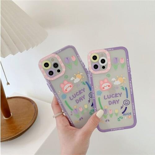 Suitable for cartoon rabbit iphone12pro Max mobile phone shell all-inclusive 7 soft rubber Apple X set 11pro/8plus shell