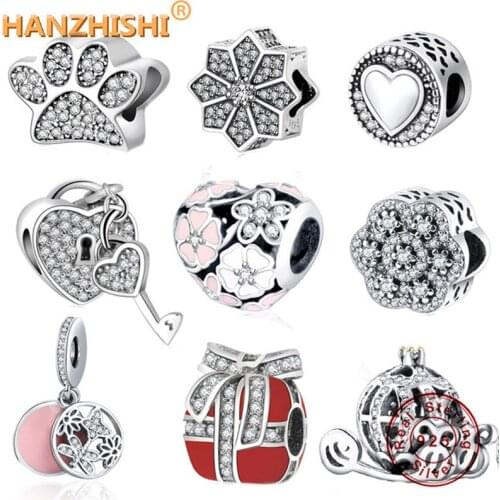 Fit Fine Charm Original Bracelet Silver 925 2019 Autumn Winter DIY Berloque Enamel Poetic Bloom With Zircon Flower Heart Bead