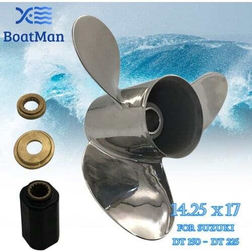 Outboard Propeller 14.25X17 For Suzuki Engine 150-225 HP Stainless Steel 15 Tooth splines Outlet Boat Parts SS14-1400-017
