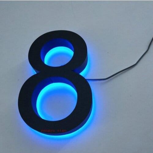Custom outdoor 3d backlit stainless steel lighted hotel number display sign