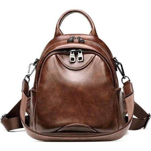 Anti-theft Backpack Women Ladies Girl Fashion All-match Retro Soft Skin Multifunction Travel Bag Simplicity Casual