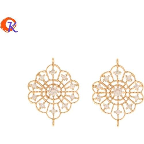 Cordial Design 50Pcs 19*25MM Jewelry Accessories/CZ Charms/Hand Made/Flower Shape/Earring Findings/DIY Making/Jewelry Connectors
