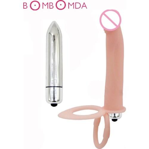 Silicone Penis Dildo Vibrator With Ring On Penis Anal Plug Bullet Vibrator G spot Massager Sex Toys For Couple Adult Masturbator