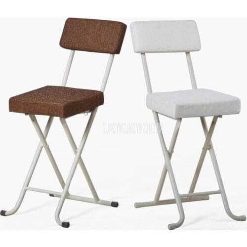 49cm Seat Height Foldable Dining Chair Simple Modern Metal Steel Frame Sponge Filler Living Room Leisure Office Computer Chair