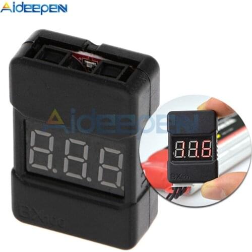 1Pcs HotRc BX100 1-8S Lipo Battery Voltage Tester Low Voltage Buzzer Alarm Battery Voltage Checker with Dual Speakers