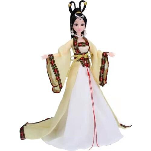 30cm Yellow Chinese Ancient Fairy Dress For Barbie Doll Clothes Traditional Beauty Costume Princess Gown 1/6 BJD Accessories Toy