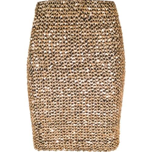Womens Sexy High Waist Slim Gold Sequined Mini Bodycon Bag Hip Shiny Pencil Skirt Office Lady Party Girl Saia Short Wrap Skirt