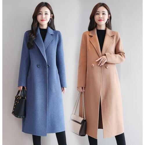 Womens Winter Coat Cashmere Plaid Wool Winter Coat Female Tops And Blouses Warm Womens Plus Size Fashions Female Jacket B108