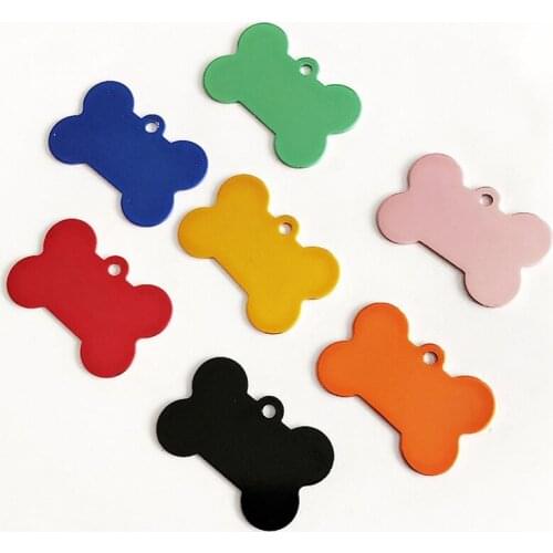 1PC Aluminum Pet ID Tag Bone Shape Double Sided Custom Engraved Dog Cat Pet Name Phone Number ID Tag Charm Personalized