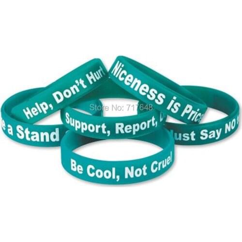 100pcs Anti-Bullying Support, Report, Defend; Be Cool, Not Cruel wristband silicone bracelets free shipping by epacket A