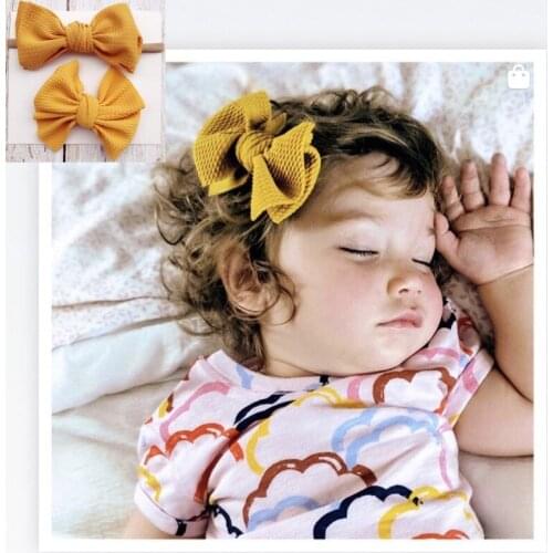 2Pcs/Set Baby Girl Headband Or Hair Clips Big Bow 5 Inch Kids Hair Pins Hair Accessories Solid Color Hair Band Children Barrette