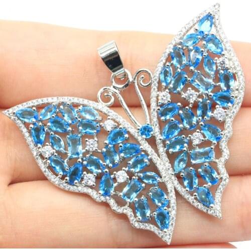 38x23mm Deluxe Water Drop Created Violet Tanzanite CZ Womans Ladies Gift Silver Pendant