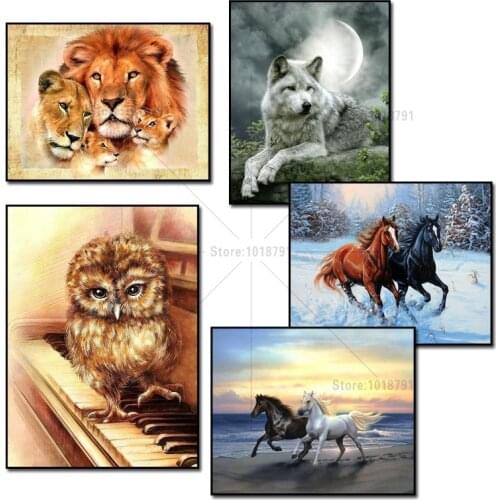 Lion family Diamond painting cross stitch full Diamond embroidery Europe Home decoration Square drill animal series