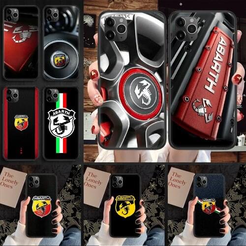 Car ABARTH Phone Case Cover Hull For iphone 5 5s se 2 6 6s 7 8 12 mini plus X XS XR 11 PRO MAX black silicone cover painting