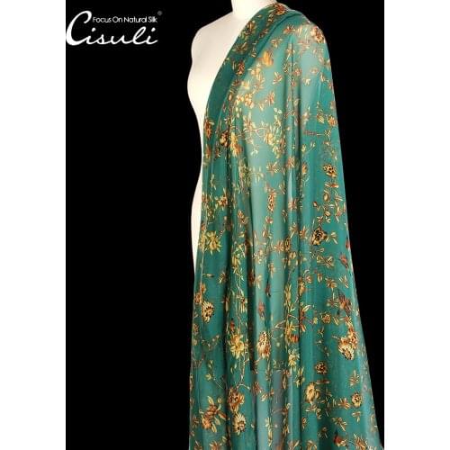 CISULI 100% Silk Chiffon 6 momme 135cm Digital Printed Floral Pattern New Exclusive Desigual China Silk Free Shipping