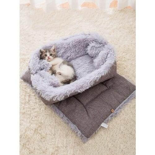 A Of Dual Use Plush Cat Bed House Cat Mat Winter Warm Sleep Cats Nest Soft Blanket Dog Bed Pet Cushion For Cats Pet Bed For Dog