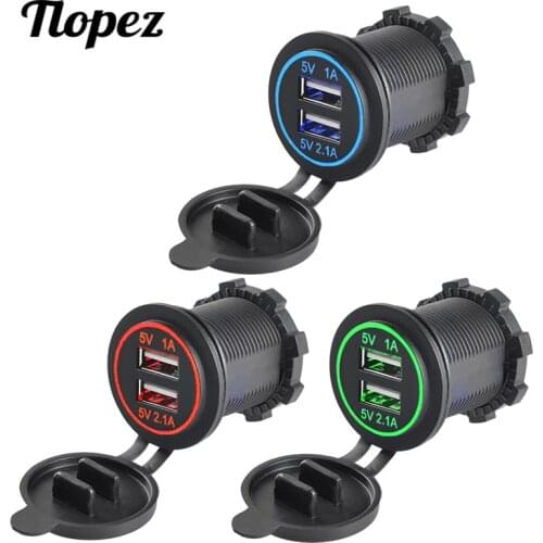 Dual USB Charger Socket Adapter Waterproof Power Outlet 3.1A LED Digital Display for 12V/24V Car Boat Marine RV Motorcycle D5