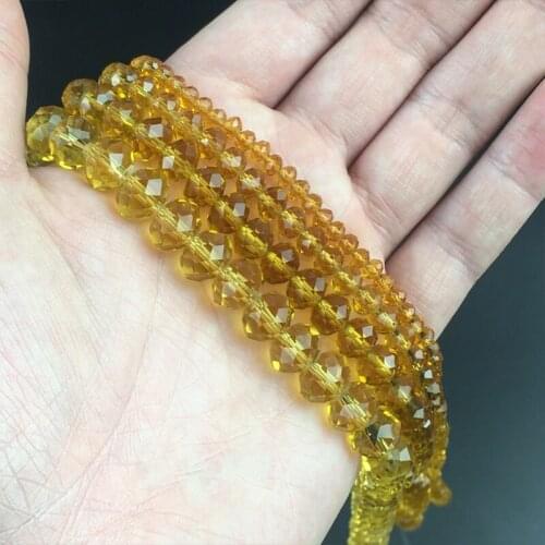 Faceted Yellow Glass Crystal Rondelle Beads Loose Spacer Beads For Jewelry Making DIY Bracelet Earrings 15'' 4/6/8/10/12/14mm
