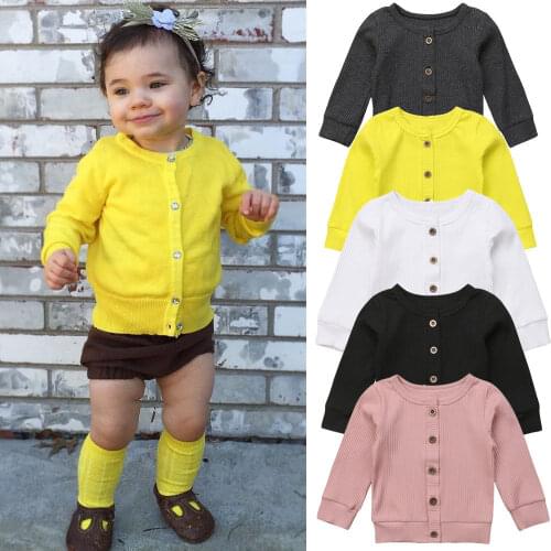 Autumn Winter Baby Boys Girls Button-Down Cardigan Toddler Cotton Knit Sweater Kid Tee Tops Kids Clothes