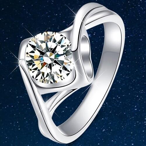 18K Au750 White Gold Women Ring Moissanite Diamonds 1 2 3 4 5 Carat Round Heart Wedding Party Engagement Anniversary Ring Trendy