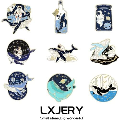 LXJERY Whales And The Universe Pin Badge On Backpack Funny Brooch Pins For Clothes Broche For Women Girls