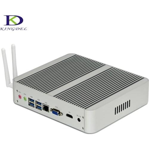 Kingdel Special offer Fanless mini PC barebone i5 7200U Intel HD Graphics 620 Nettop 4*USB 3.0 HDMI 4K Windows 10 Linux support