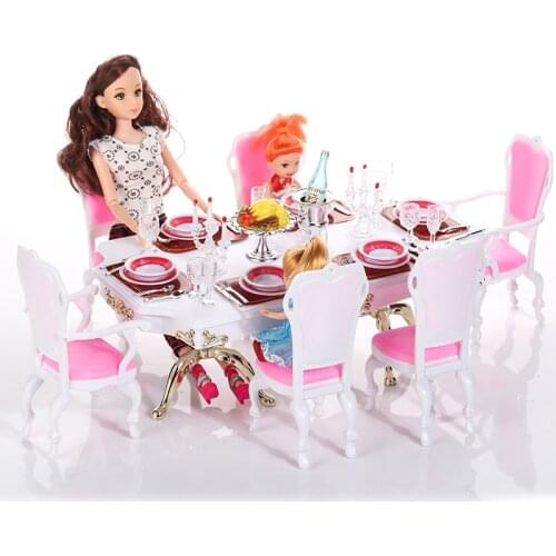For barbie Doll 1/6 New arrival Christmas/Birthday Gift Children Doll Accessories house Furniture Play Set Cute dinning room