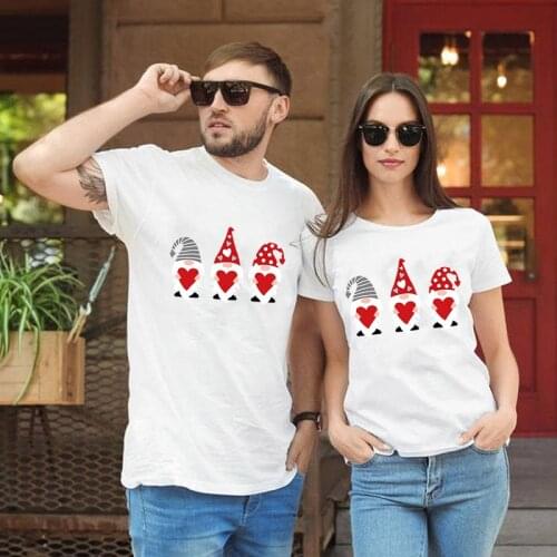 Couple Clothes Plus Size S-5xl Cotton Femme T-shirts Tops Tee Summer Women Clothing Elf Holding Love Aesthetic Graphic T Shirts
