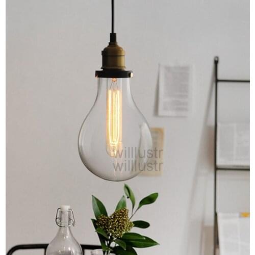 TEARDROP CLEAR GLASS FILAMENT SINGLE PENDANT lamp transparent Vintage bulb loft Bar suspension Light hanging lighting water drop