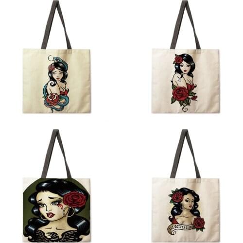 Ladies casual handbags dark ladies print ladies shoulder bag handbag outdoor beach handbag foldable shopping bag