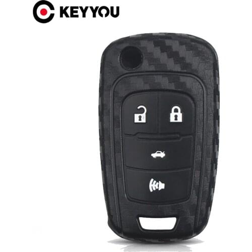 KEYYOU Carbon Silicone Cover Car Key Case For Buick For Chevrolet Cruze Aveo Lova Sail For Opel Astra Corsa Meriva Zafira Antara