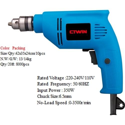 Impact Drill 350W 6.5MM Electric Power Tool Home Drieaction Rotary Of Good Price and Export Quality Drill