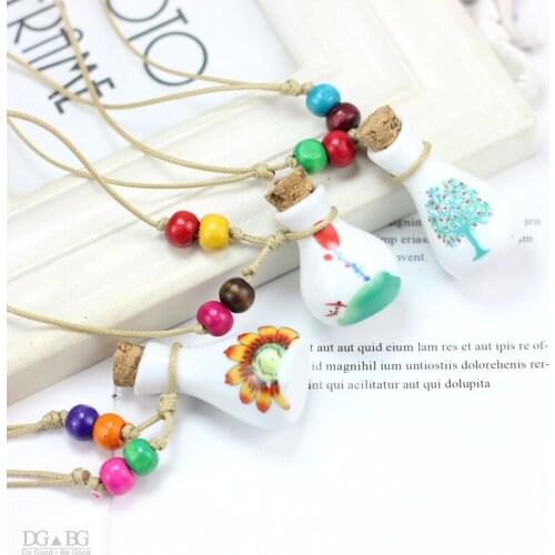 Pet Cremation Ashes Urn Handmade Ornament Weave Rope Necklace Ceramics Pendant Perfume Bottle Small Animal Memorial