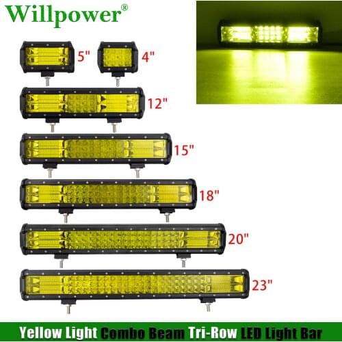 Offroad SUV Car Yellow Light 4" 5" 12" 15" 18" 20" 23 inch LED Light Bar 4x4 Truck UTV ATV Pickup Fog Light LED Bar Driving Lamp