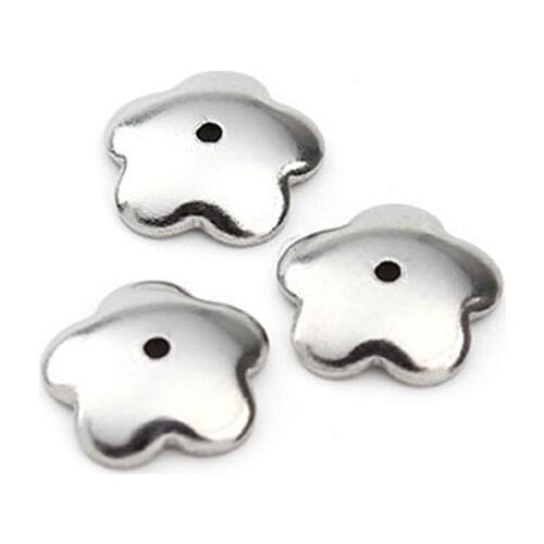 50pcs/lot Hole Size 0.8mm Stainless Steel Flower Bead Caps Silver Tone End Caps Crimp Beads for Jewelry Making Accessories F2225