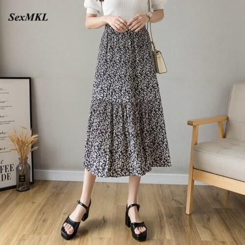 Floral Print Long Skirt Women Y2k 2021 Fashion Summer Sweet Holiday Mid-Calf Skirts Maxi Beach Casual Boho Skirt Female Bottom