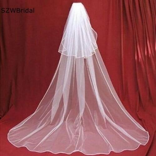 New Arrival White Ivory Two layer Bridal veil long 2021 Boda Velo de novia wedding veils Wedding accessories velo de novia