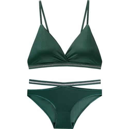 1set Womens Bikini Sets Lingerie Bra Brief Woman Bralette Active Seamless Wire Free Ice Silk Bras Panties Underwear For Woman