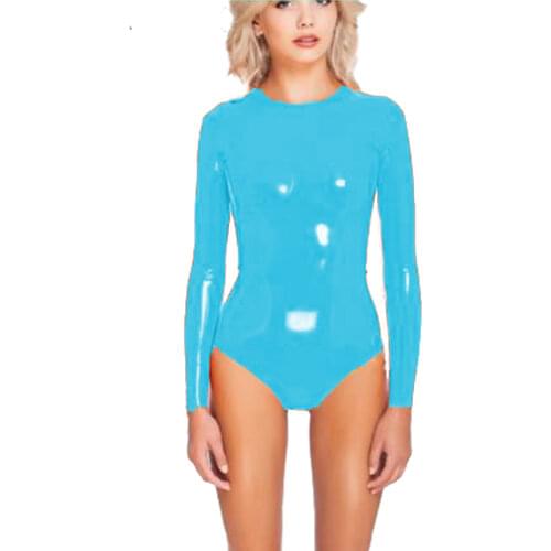 Pu Leather Bodysuit Sexy Long Sleeve O-neck Bodycon Slim 2021 Autumn Winter Women Body Streetwear Party Club Body PVC Bodysuit