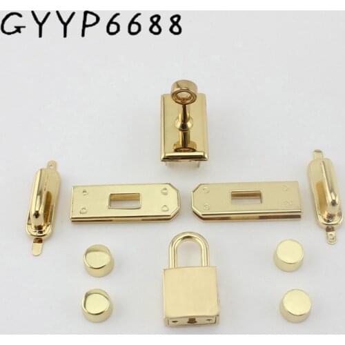 1set new rectangle eyelets lock hanger for bags hardware wholesale fashion a set of locks fittings woman bag handbags purse