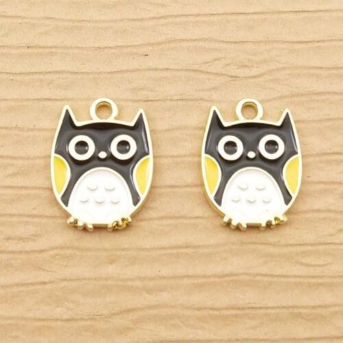 10pcs 12x16mm enamel owl charm for jewelry making and crafting fashion earring pendant necklace and bracelet charms
