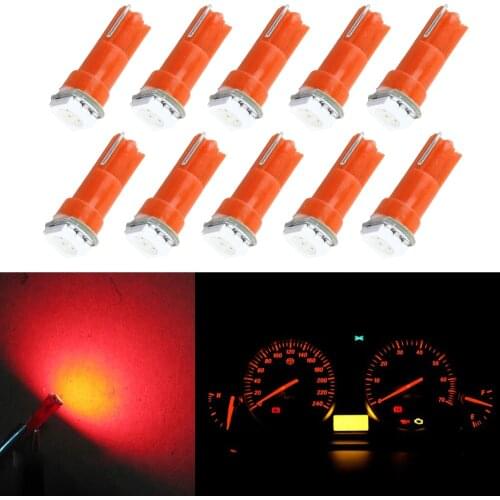10X T5 5050 1SMD Wedge Dashboard Led White Red Blue Green Yellow Pink Car Auto Light Interior Dashboard Bulb Side Lamps DC 12V
