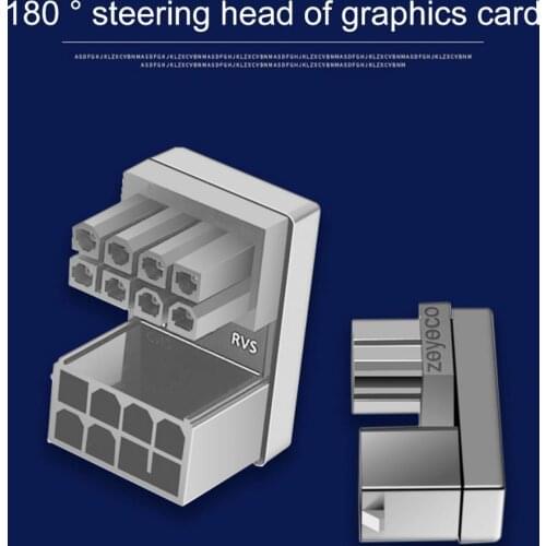 6PIN 8PIN 180 Degrees Turning Graphics Card Adapter Power Steering Connector Interface Turning 180 Degrees Turning Head for PC