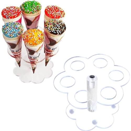 6 Holes Acrylic Ice Cream Stand Cone Holder Birthday Wedding Table Decor Children Party Favors Supplies Christmas Decorations